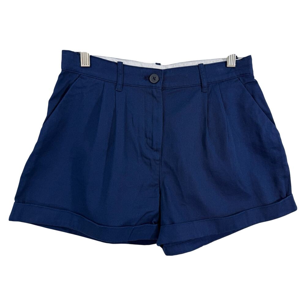 NWT Crewcuts Girls Pleated Chino Shorts Sz 16 Navy Blue Preppy Academia Cotton